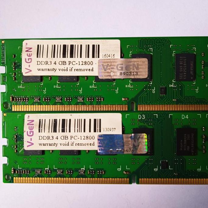 Ram memory V-GEN 4GB Ddr3 pc-12800/pc-10600 second normal garansi
