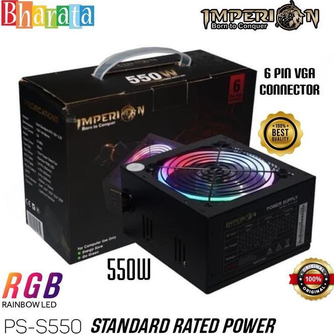 Power Supply Imperion 550W VGA 6-Pin RGB PSU PS-S550 TERMURAH