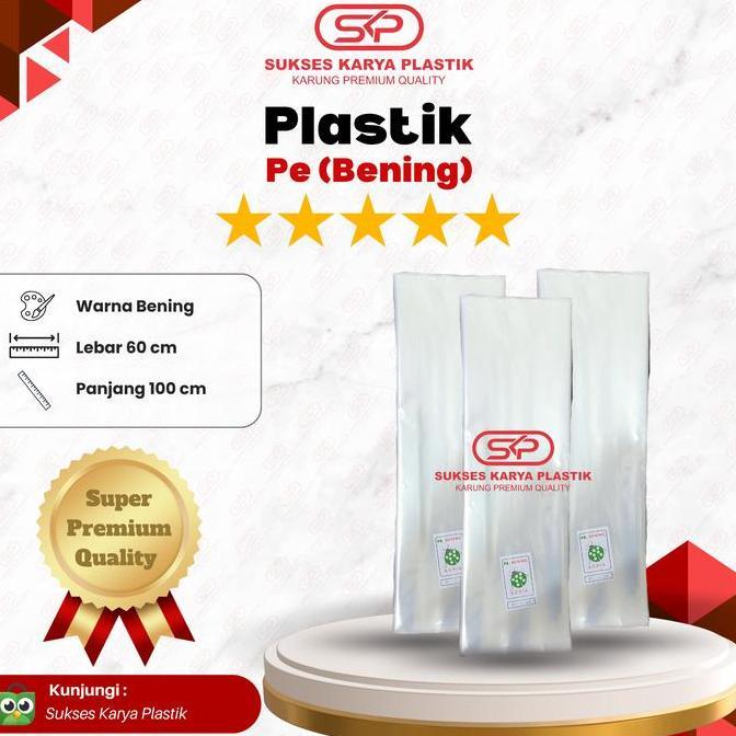 Yoiyouu- Plastik Pe Bening 1 Pack (9 Ons) Kepik Ukuran 60 X 100 Cm (60X100 Cm)