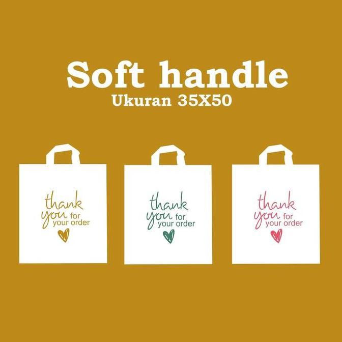 Yoiyouu- Kantong Plastik Soft Handle 35X50 Bahan Pe Motif Thank You Lipatan Samping | Kantong Plasti