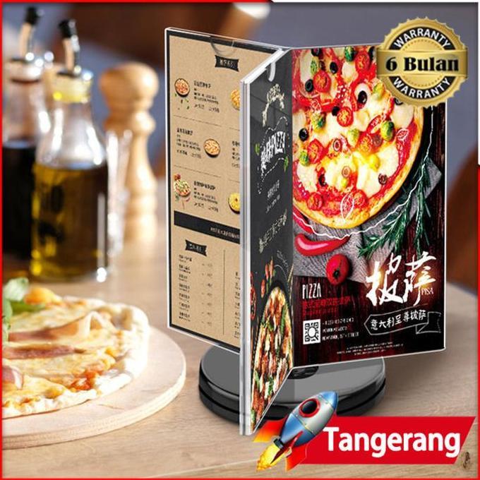 SMO Akrilik Display Putar Stand Brosur Meja Putar 6 Sisi Akrilik Menu Stand