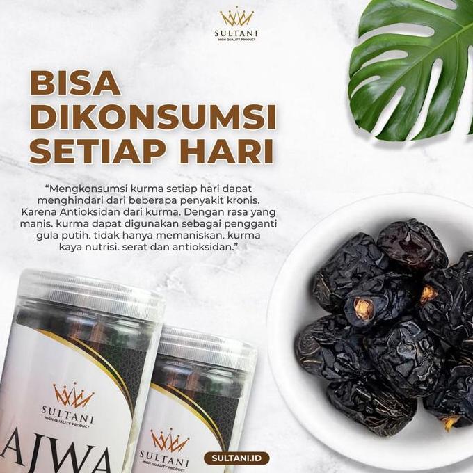 Frutting- Sultani Kurma Ajwa Al Madinah 250 Gram Jumbo Premium Grade A Kualitas Terbaik Garansi 7 Ha