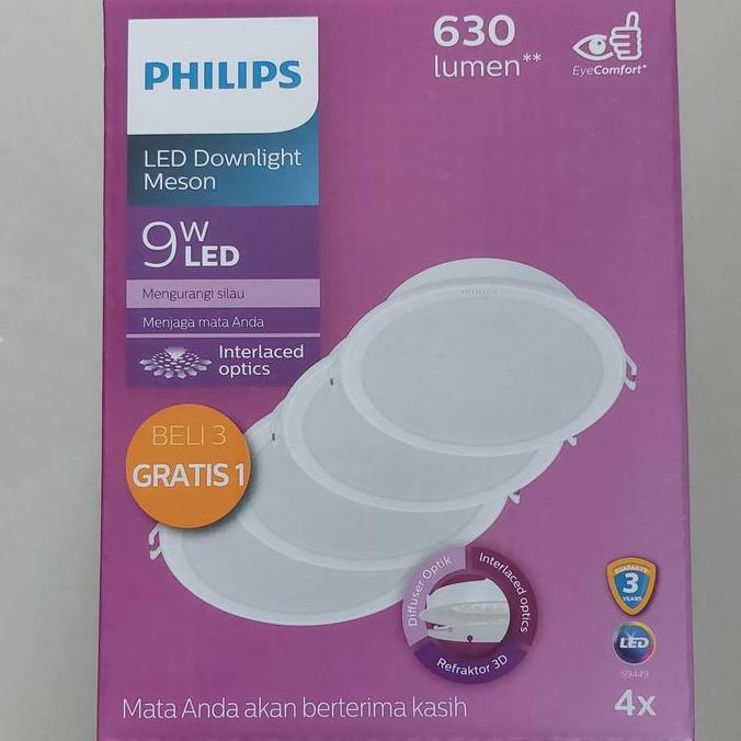 Lightflas- Lampu Led Downlight Philips Meson Kuning Warm White 3.5 5.5 9 13 Watt Pack Isi 4