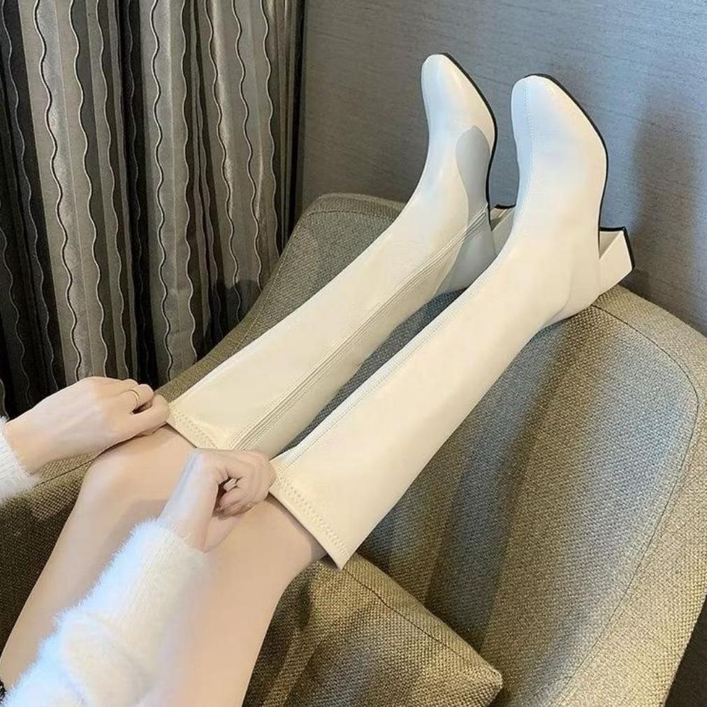 Terbaru Sepatu Boots Heels Panjang Hak Tau Flat Wanita Fashion Harga Fromo