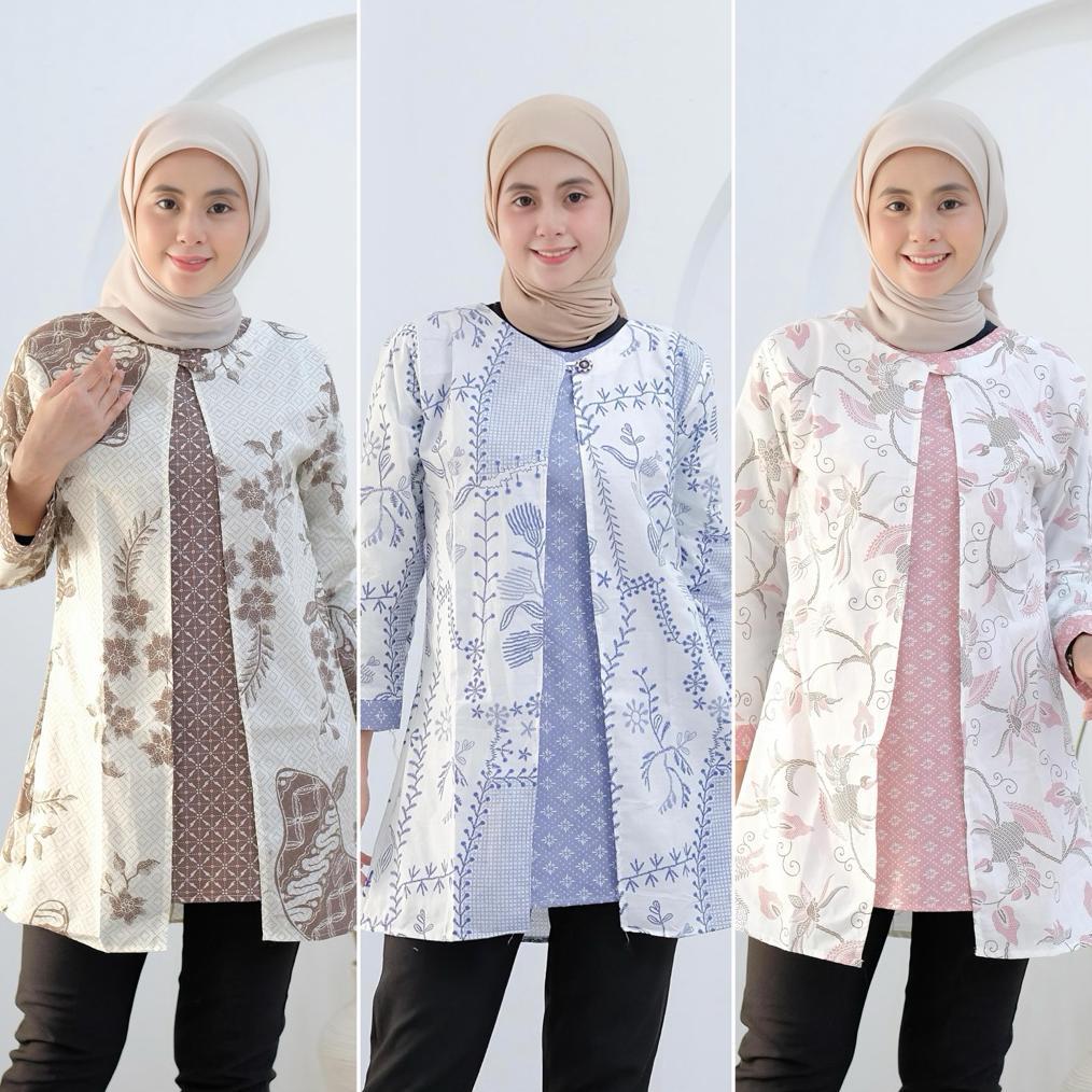 Hot Deals Tunik Batik Bolero Lengan Panjang Atasan Batik Wanita Bolero Terbaru