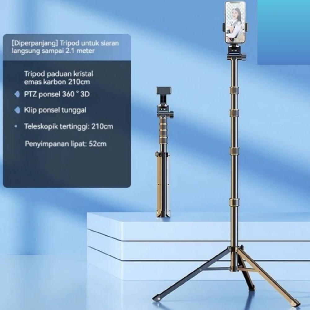 TERBARU [KOKOH] Tripod + Tongsis Premium Tinggi 2,1 Meter Besi Tripod Tongkat Selfie HP Kamera Ringl