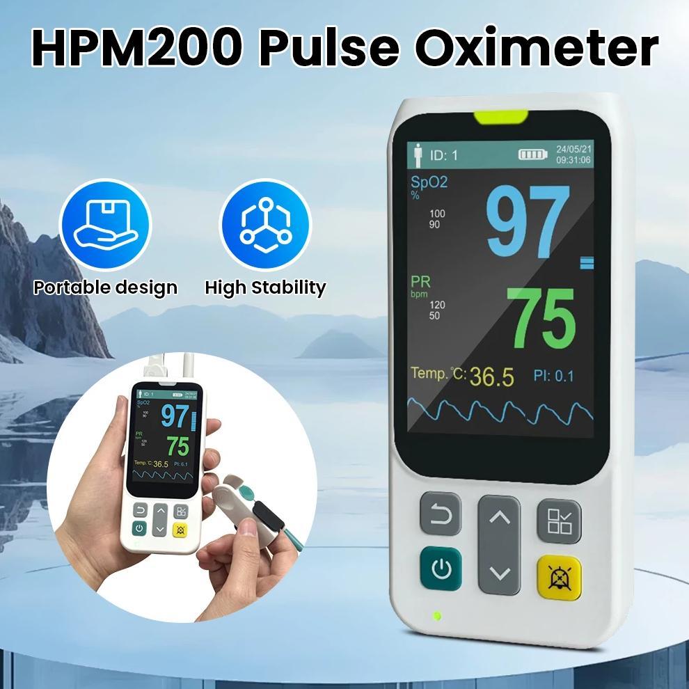 HPM200 Handheld Patient Monitor Oximeter Vital SPO2 PR PI Heart Rate Monitor for Adult Neonatal Chil