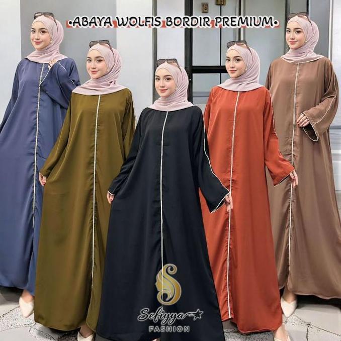 Super Murah, Gamis Abaya Turki Basic Polos Bordir List Bisban Daily Syari Bahan Wolfis | Gamis Abaya