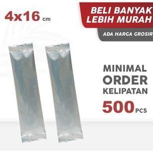 Sachet Center Seal Aluminium 4x16cm Isi 500 Pcs - Kantong Renceng Center Seal Silver Non Zipper