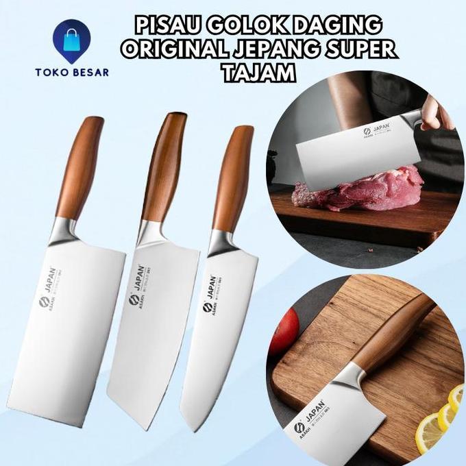 Original Jepang Pisau Golok Daging Super Tajam Pisau Chef Dapur Baja