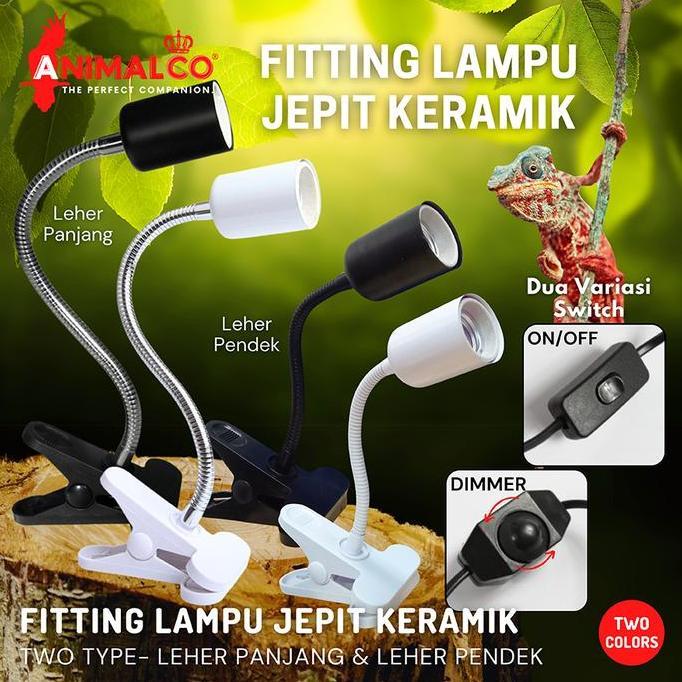 FITTING LAMPU REPTILE JEPIT DIMMER KERAMIK LEHER PANJANG PENDEK KURA SULCATA REPTILE