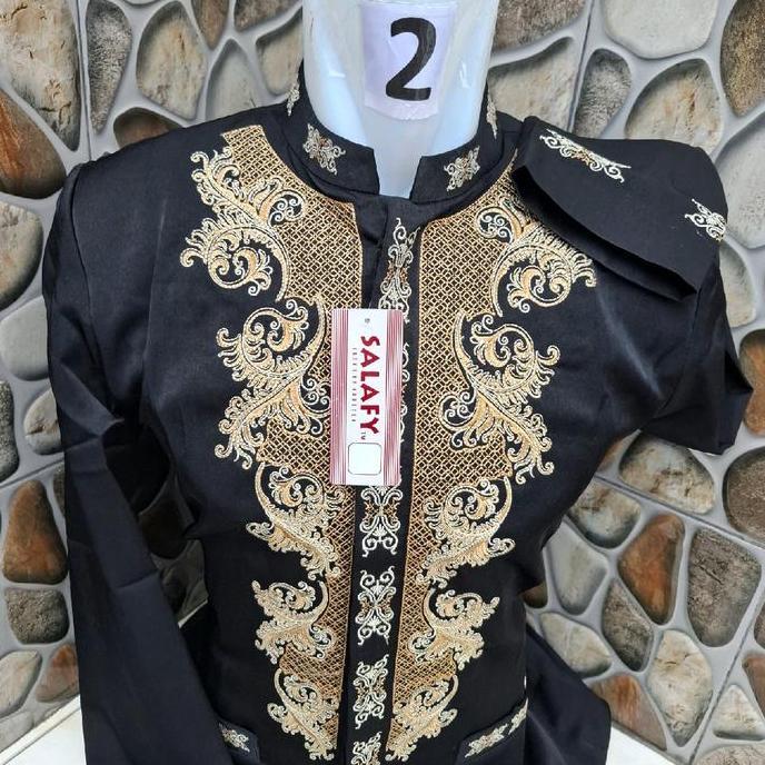 Wwwwx- Baju Muslim Pria Jasko Mewah Salafi Bordir Dada Kantong Depan - Dalam Puring