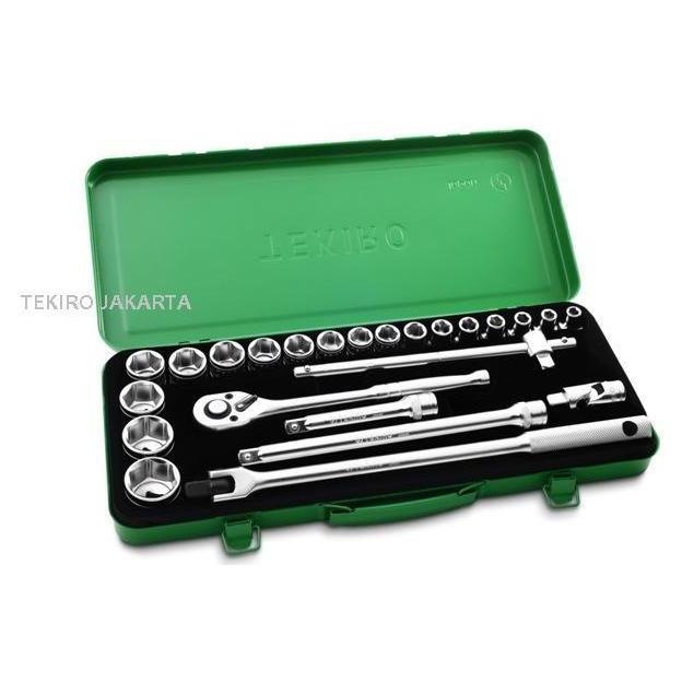 Tekiro Kunci Sock - Socket Set 1/2 Inch 24 pcs 8-32 mm Box Besi