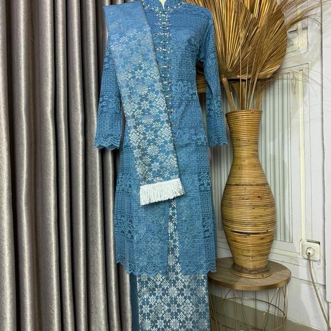 Set Songket Slendang Kebaya Brukat Malika Payet Jumbo / Kebaya Kurung Malika Payet Dress Wisuda Atas