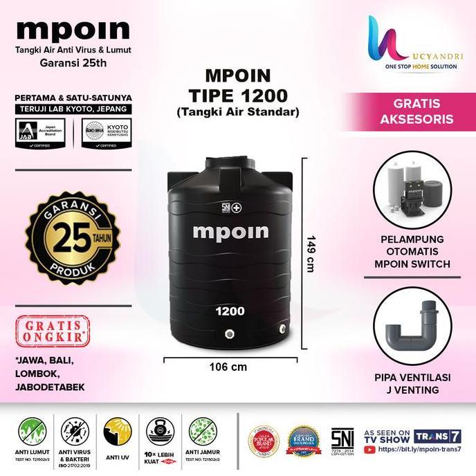 Terjangkau Tangki Air Mpoin 1200 Wave Toren Air 1200 Liter Tandon Mpoin Plus