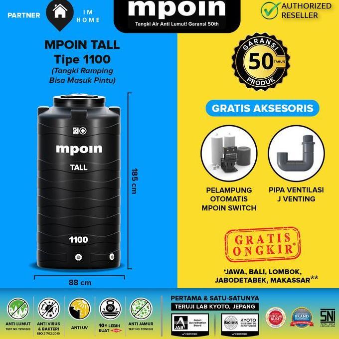 Miliki Tangki / Toren Air Ramping Mpoin Tall Wave 1000 Liter Tinggi