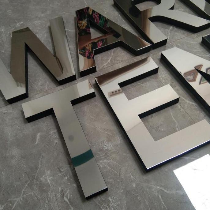 Huruf Angka Timbul A - Z / 0 - 9 Stainless steel Spon Mirror