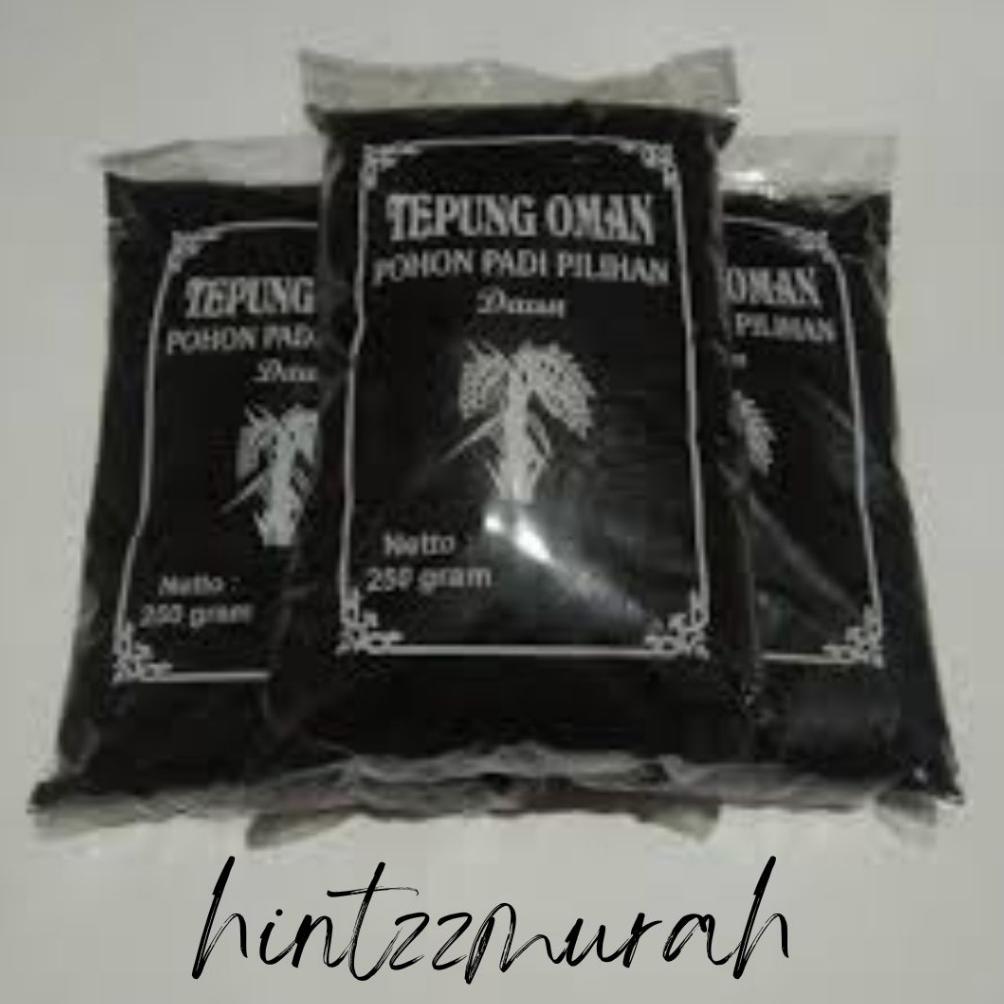 Tepung Oman 250 Gram Pewarna Hitam Alami Es Dawet Hitam, Lapis Hitam, Ongol-Ongol / Bubuk Padi Meran
