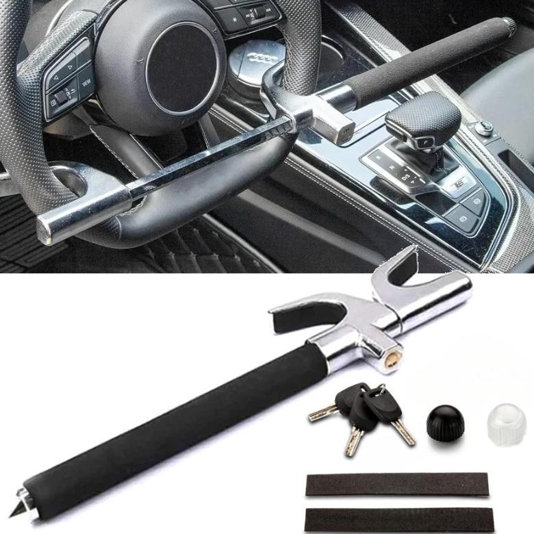 Stainless Steel Pengaman Anti Maling Gembok Setir Mobil Kunci Foldable/Kunci Pengaman Setir Mobil