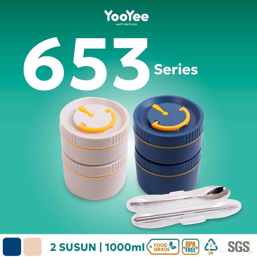Yooyee 653 Kotak Makan Rantang 2 susun Tempat Makanan Set dengan Tas dan Alat Makan