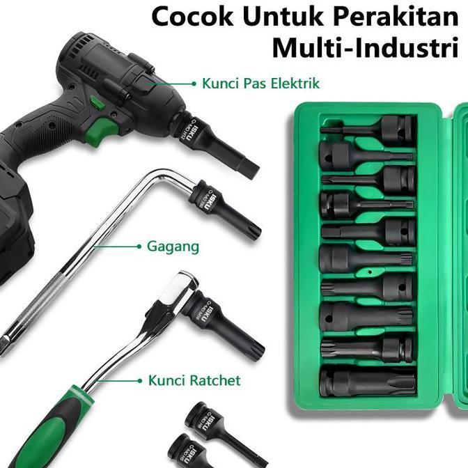 Onair- Isku Mata Shock 10 Pcs Impact Kunci Sok Hex Star Spline Torx Bintang