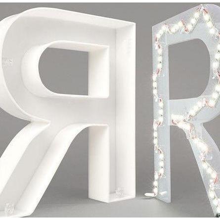 Tulisan Huruf Akrilik Nyala LED Neon Box Letter Huruf Timbul 5 Huruf
