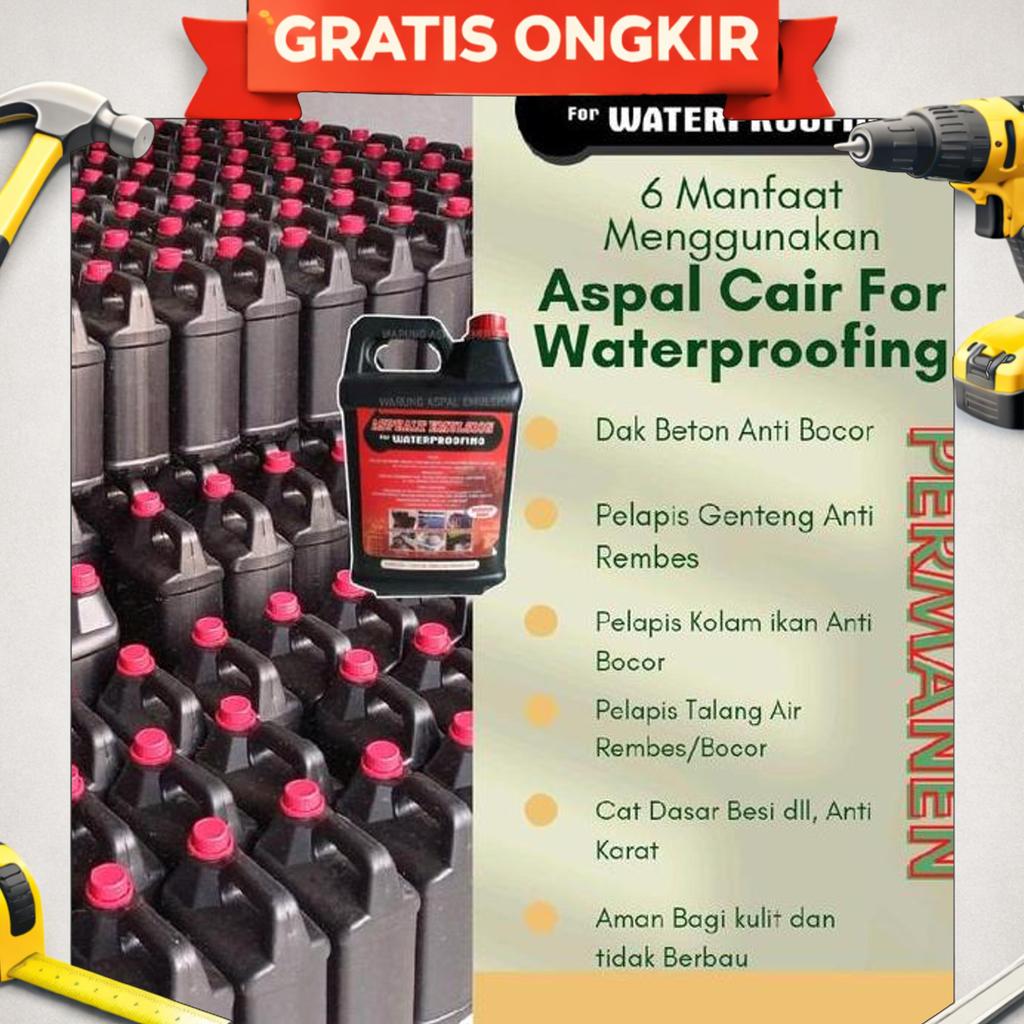 Bandung Official Store Aspal Emulsion Waterproofing 5Kg Anti Bocor Cat Penambal Bocor Aspal Cair Pel
