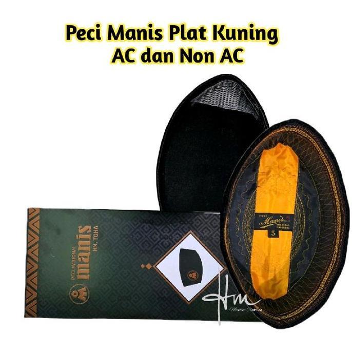 Termurah / Hot Sale Manis Peci Kopiah Songkok Hitam Tanpa Kertas Motif Ac Dan Non Ac Plat Kuning Mus