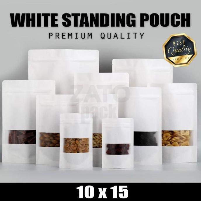 10x15 Kraft Paper bag WHITE standing pouch ZATOPACK - kemasan