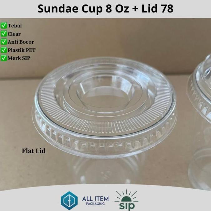 Sundae Cup 8 Oz / Ice Cream Cup + Lid @50 Pcs PET SIP 78