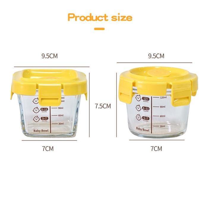 SUSTOMA Bayi Wadah Penyimpanan Mpasi 160ML Wadah Mpasi Kaca Tahan Panas  Wadah Kaca Mpasi Tahan Pana