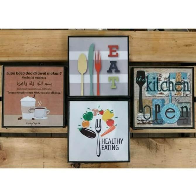 Set Hiasan Dinding Framebox Tema Dapur Lukisan Vinyl Doff