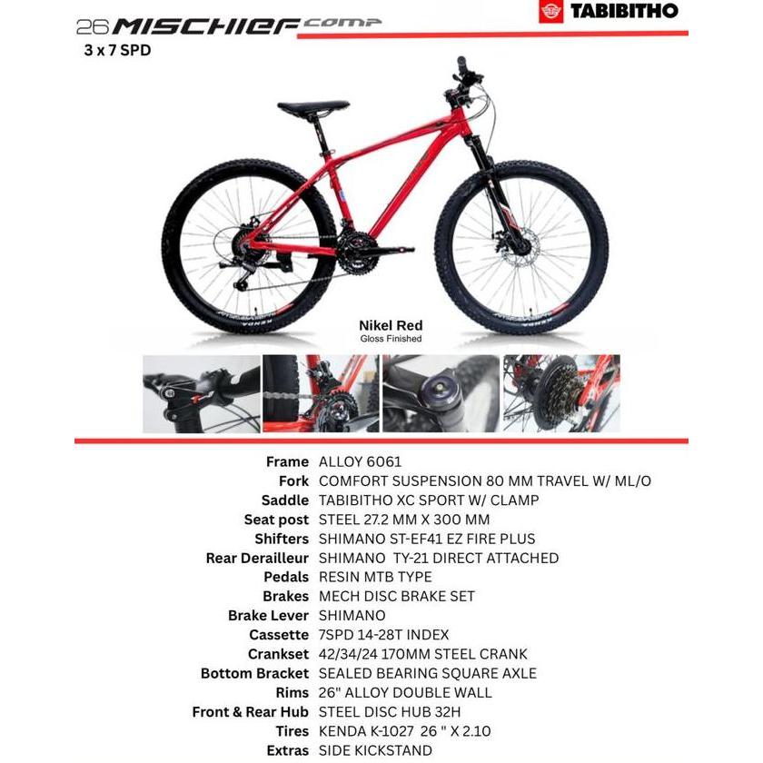Terlaris Sepeda Gunung Mtb 26 Thrill Tabibitho Mischief Shimano