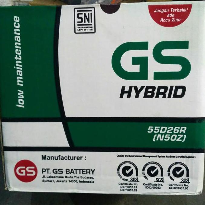 aki mobil / Battery GS astra type hybrid N50Z 12volt - 60amper