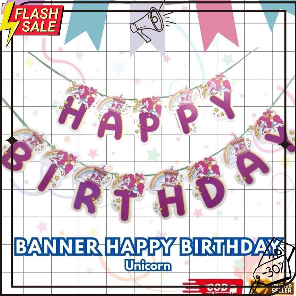 Banner Happy Birthday Karakter Anak | Dekorasi Ultah Cowok & Cewek Panjang 2 Meter Meledak