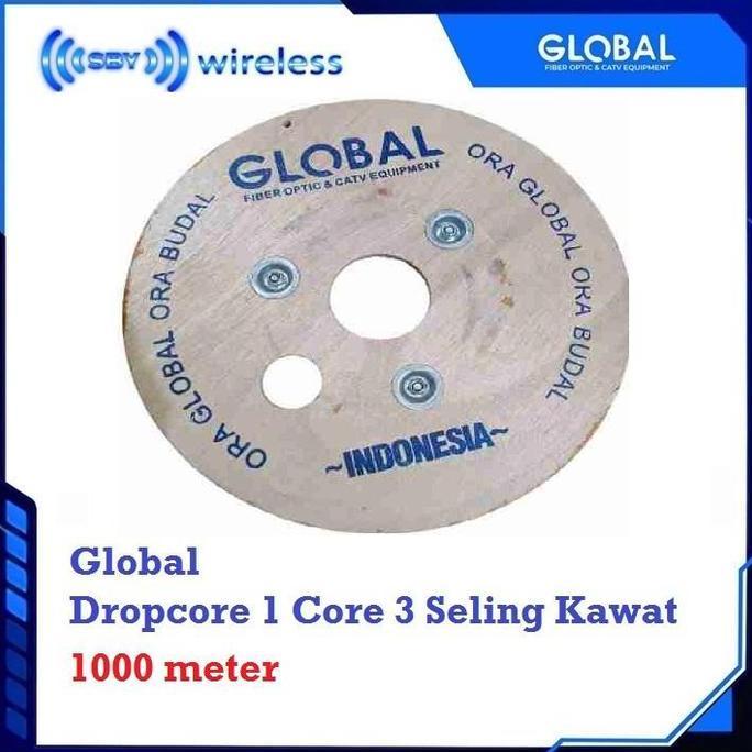 GLOBAL, FTTH Dropcore Drop core 1 core 3Seling hasbelan 1000 meter FO