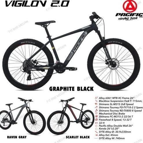 Terlaris Sepeda Gunung Mtb Pacific 26 Inci Vigilon 2.0 Frame Alloy 16 Speed
