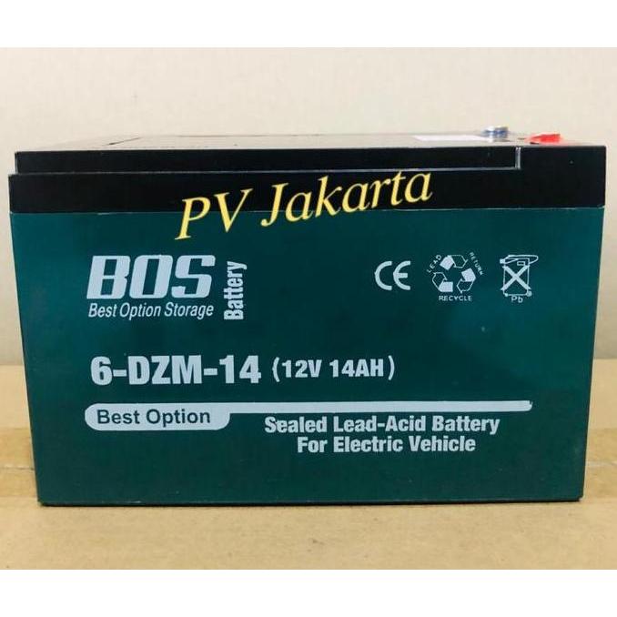 NEW Aki Sepeda Listrik BOS 6-DZF-12 / 6-DZF-14 / 6-DZM-14 (12V 12 / 14Ah)