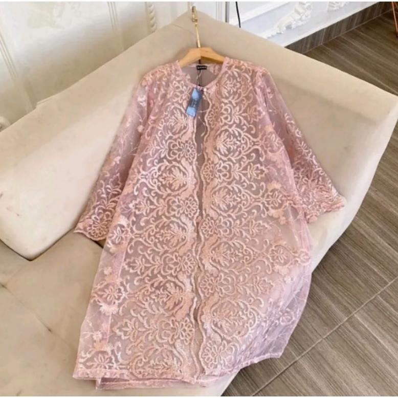 Awet Atasan Tunik Wanita Cantik Viral 2025 Full Brokat Cantik Elegan