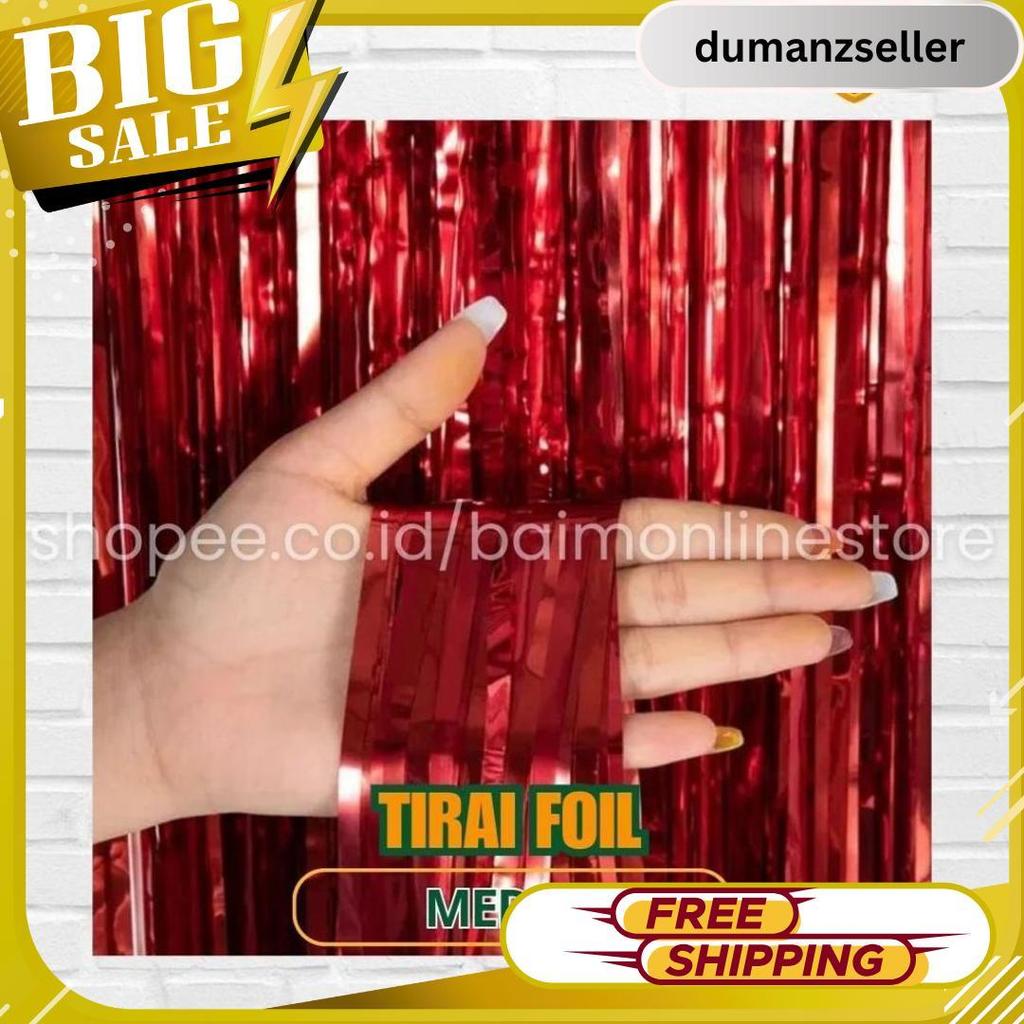 Tirai Foil Merah Putih Hijau Emas / Tirai Ulang Tahun Foil Curtain Import / Tirai Foil / Tirai Balon