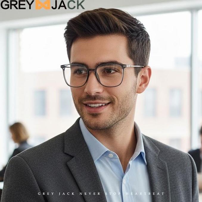 VINTOP Grey Jack Kacamata Lensa Blueray Bahan Titanium Model Kotak Bisa Minus Antiradiasi Blueray Ph