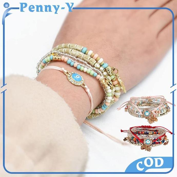 SINLOWY Aksesoris Gelang Bohemian Multi Layer Desain Etnik Retro Yang Modis Dan Fleksibel