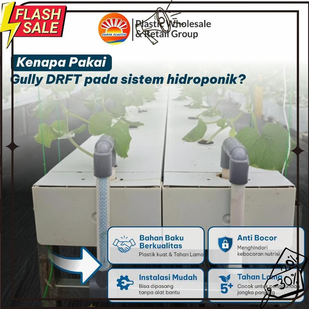 Gully Dft Hidroponik Trapesium Putih - Talang Pvc Tebal Uv Protector Untuk Pertanian Modern Termurah