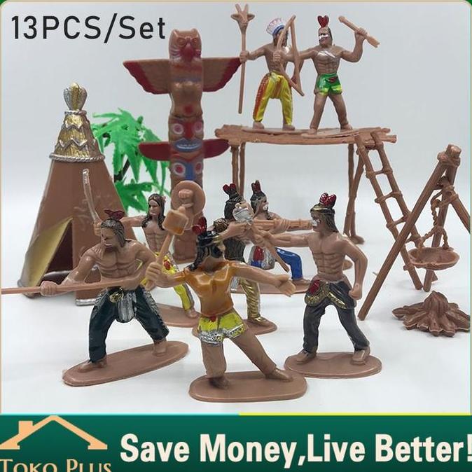 QWEKLY Figure Orang Suku Indian Hutan Pedalaman - Diorama Maket Miniatur