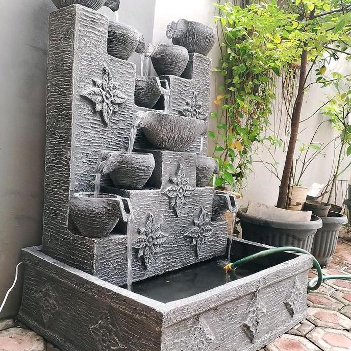 kolam ikan air mancur batu alam hiasan taman GRATIS POMPA MESIN PT