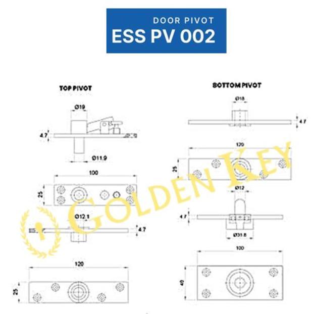 Waare- Engsel Pivot Hinge Dekkson Dekson Ess Pv 002 Sss Pintu Kayu