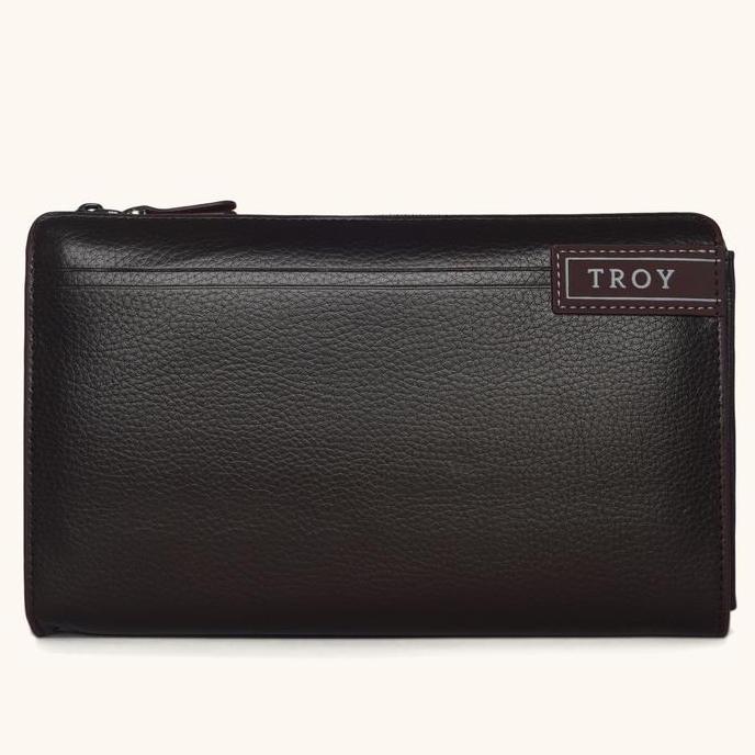 Ready Troy Roman Handbag Clutch Tas Tangan Pria Dengan Kapasitas Besar Hitam Coklat Bahan Kulit Pu |
