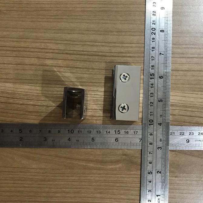 Lansungkirim- Ambalan Klem Jepit Kaca 8 - 12 Mm Glass Clamp U Jepit Klem Kaca 12 Mm