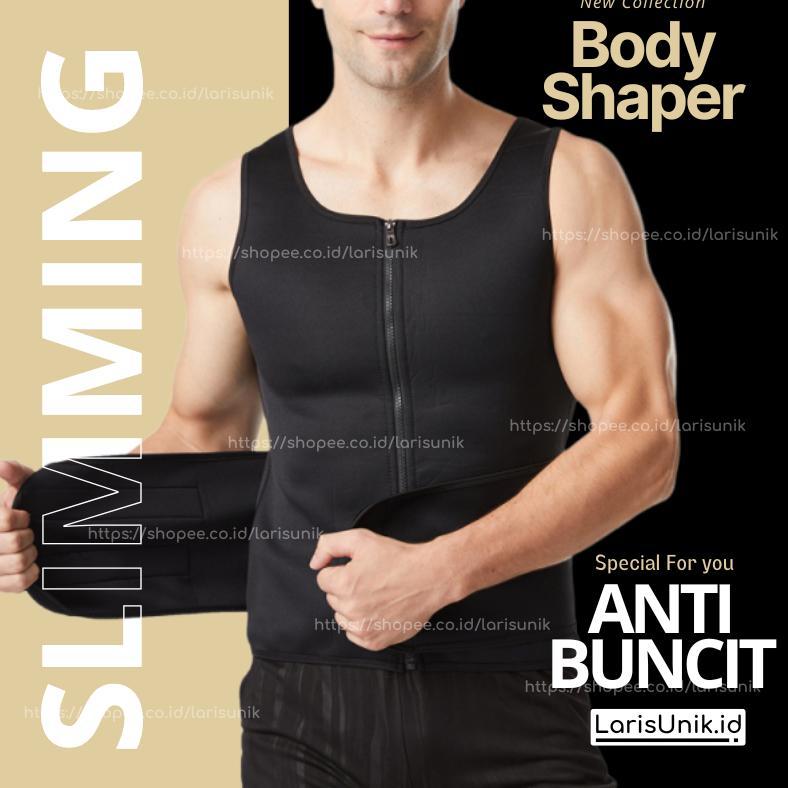 Korset Pelangsing Pengecil Perut Buncit Pria Pinggang Pembentuk Sixpack Rompi Olahraga Sport For Fit