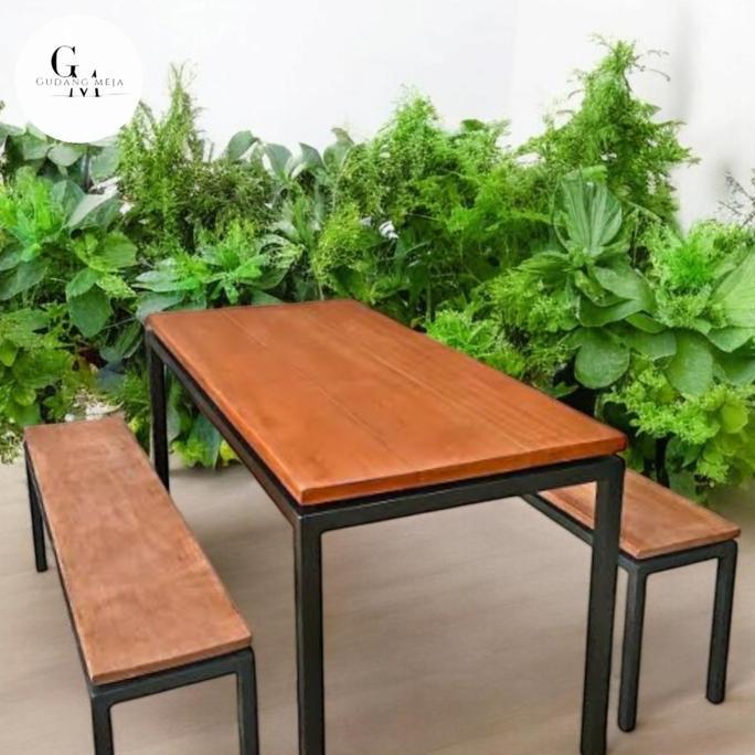 Terlaris Set Meja Cafe + Kursi Panjang / Set Meja Rumah Makan